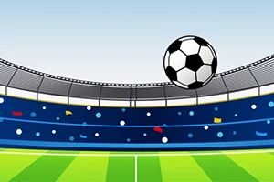 Top me fushë dhe top futbolli në stadium të mbushur me spektatorë, nën qiell të hapur