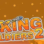 Një ushtar me helmetë qëllon me një raketahedhës mbi tekstin “King Soldiers 2” në sfondin e portokalltë me pika