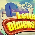 Teksti “Letter Dimensions” në një dizajn ngjyrash të gjalla me shkronja 3D dhe sfond me pemë