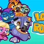 Karaktere vizatimore shumëngjyrëshe me shprehje të ndryshme dhe titulli Looney Roonks në sfond blu