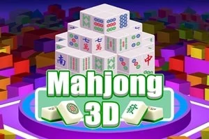 Kuti shumëngjyrëshe me shenja kineze janë të vendosura në një platformë tre-dimensionale me tekstin Mahjong 3D përpara