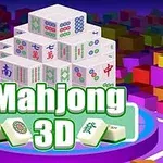 Kuti shumëngjyrëshe me shenja kineze janë të vendosura në një platformë tre-dimensionale me tekstin Mahjong 3D përpara