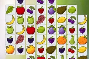 Kartat me ilustrime me fruta të ndryshme të ndara në një rrjet