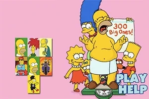 Familja Simpson qëndron rreth Homerit duke parë peshoren, ndërsa ka tabela me personazhe të tjerë në sfondin rozë