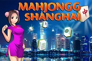 Një grua anime me një fustan rozë qëndron para një sfondi të qytetit të ndriçuar natën, me kulla moderne dhe copa mahjong në ajër