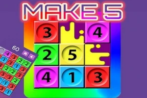 Rreshtim shumëngjyrësh me numra nga 1 deri në 5 në një rrjetë katror, me tekstin MAKE 5 sipër