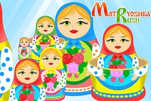 Një ilustrim shumëngjyrësh me figura tradicionale ruse matryoshka me motive lulesh