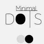 Tekstualisht Minimal Dots me dy pika, një e zezë dhe një gri, në një sfond të bardhë