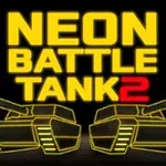 Dy tanke neon të verdhë me mbishkrimin NEON BATTLE TANK 2 mbi ta në sfond të zi