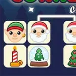 Ikona me motive festive si figurë e një elf, Babagjyshi, një dordolec dëbore, qiri i Krishtlindjeve, bredh, lisa me drita dhe zile