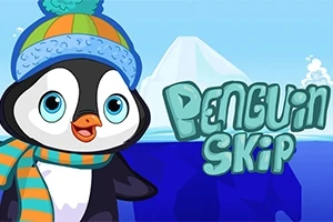 Pinguin me një kapelë dhe shall, i rrethuar nga akullnaja, me tekst të stilizuar në sfond