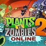 Karaktere vizatimore të bimëve dhe zombive me një sfond me ngjyra të ndezura