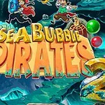 Grafikë me titullin Sea Bubble Pirates 2 me sfond deti dhe flluska shumëngjyrëshe