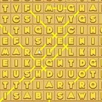 Një rrjet fjalësh të ndara nga linja të verdha në një sfond të artë
