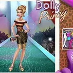 Një vajzë me flokë të mbledhura dhe veshje elegante është duke parakaluar në një pasarelë me drita në sfond