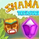 Kristali i purpurt është i vendosur midis dy maskave, me tekstin lart që thotë Shamans Treasure me sfond jeshil