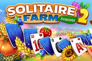 Kartat e lojës në stil farmë, të rrethuara nga fruta, perime dhe lule me sfond të ndritshëm