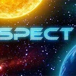 Një anije hapësinore afër një planeti të kaltër me yje dhe një diell të ndritshëm në sfond
