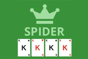 Kartë mbretërish mbi një sfond të gjelbër me një kurorë dhe fjalën SPIDER