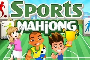 Karaktere vizatimorë të gëzuar në një fushë sportive, duke përfshirë një djalë me një kupë dhe një top futbolli, dhe një vajzë me një reket golfi