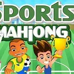 Karaktere vizatimorë të gëzuar në një fushë sportive, duke përfshirë një djalë me një kupë dhe një top futbolli, dhe një vajzë me një reket golfi