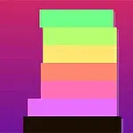Kulla e blloqeve shumëngjyrëshe të vendosura mbi një sfond gradient violet-portokalli