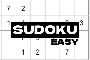 Tabela Sudoku me fjalët SUDOKU EASY mbi të