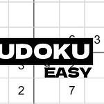 Tabela Sudoku me fjalët SUDOKU EASY mbi të