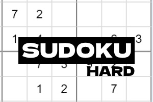 Rrjetë katrore me numra dhe tekstin Sudoku Hard në qendër