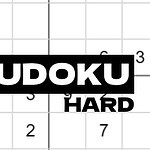 Rrjetë katrore me numra dhe tekstin Sudoku Hard në qendër