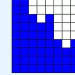 Rrjetë katrorësh me ngjyra blu, të bardhë dhe gri në një model geometrik