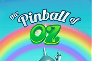Një titull që thotë The Pinball of Oz me një ylber në sfond dhe një dorë metalike që shfaqet nga poshtë