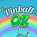 Një titull që thotë The Pinball of Oz me një ylber në sfond dhe një dorë metalike që shfaqet nga poshtë