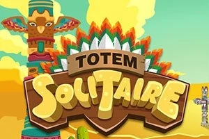 Një totem shumëngjyrësh në një sfond shkretëtire me re dhe diell, me mbishkrimin Totem Solitaire në ballë