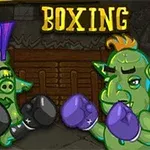 Dy krijesa të gjelbërta me doreza boksi përballë njëri-tjetrit në një ring, me mbishkrimin BOXING sipër tyre