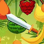 Fruta tropikale dhe një shpatë në një sfond jeshil