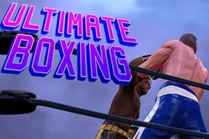 Dy boksierë në një ring boksi me tekstin Ultimate Boxing në këndin e sipërm të majtë