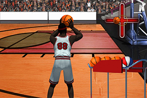 Një lojtar basketbolli me numrin 88 është gati të gjuajë një top drejt koshit në një fushë basketbolli