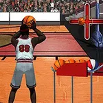 Një lojtar basketbolli me numrin 88 është gati të gjuajë një top drejt koshit në një fushë basketbolli