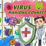 Një ilustrim me një doktor të ri, një mburojë me një kryq të kuq, dhe viruse me ngjyra të ndryshme në sfond