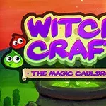 Titulli Witch Craft: The Magic Cauldron me sfond të gjelbër të ndritshëm dhe figurinat e vogla shumëngjyrëshe