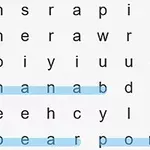 Fjalëkryq me fjalët banana dhe mollë të theksuara