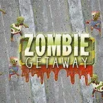 Zombit janë shpërndarë në sfond gri me tekstin Zombie Getaway në mes